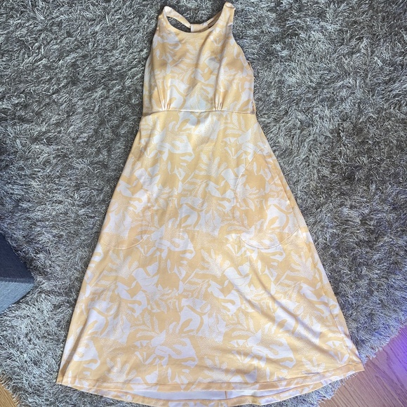 NWT PrAna Yellow and White Sleeveless Sun Dress with Pockets  💛 - Picture 1 of 7